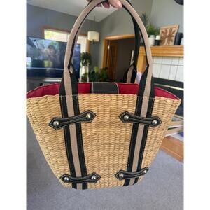 f by Fortuna Valentino large straw tote handbag purse